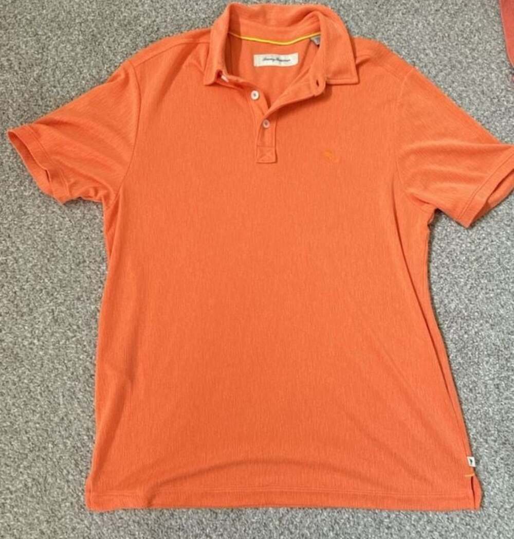 Tommy Bahama Men's Orange Polo Shirt Size M